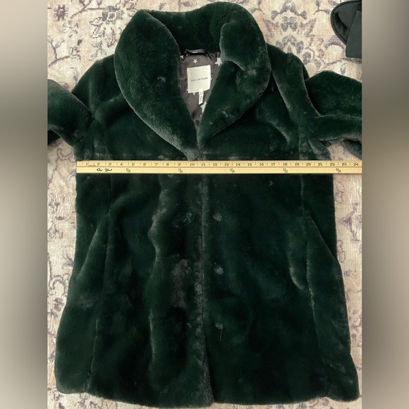 NWT Avec Les Filles Faux Fur Coat Shaw Collar Mid Length Emerald Green Sz Small - Picture 11 of 11